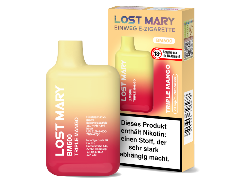 Lost Mary - BM600 Einweg E-Zigarette - 20mg/ml - Triple Mango Lost Mary - BM600 Einweg E-Zigarette - 20mg/ml - Triple Mango