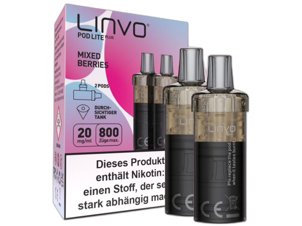 Linvo - Pod Lite Plus Cartridge 20 mg/ml (2 Stück pro Packung) - Raspberry Mango Grapefruit Linvo - Pod Lite Plus Cartridge 20 mg/ml (2 Stück pro Packung) - Raspberry Mango Grapefruit