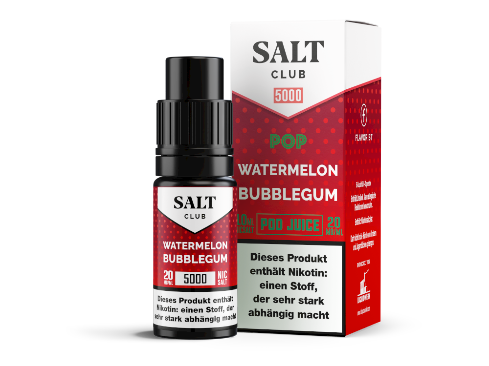 Salt Club - 5000 - Nikotinsalz Liquid 20 mg/ml - Watermelon Bubblegum Salt Club - 5000 - Nikotinsalz Liquid 20 mg/ml - Watermelon Bubblegum