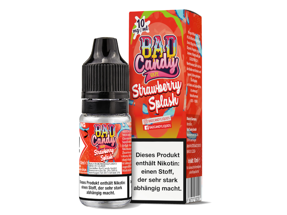 Bad Candy Liquids - Strawberry Splash - Nikotinsalz Liquid 10 mg/ml Bad Candy Liquids - Strawberry Splash - Nikotinsalz Liquid 10 mg/ml