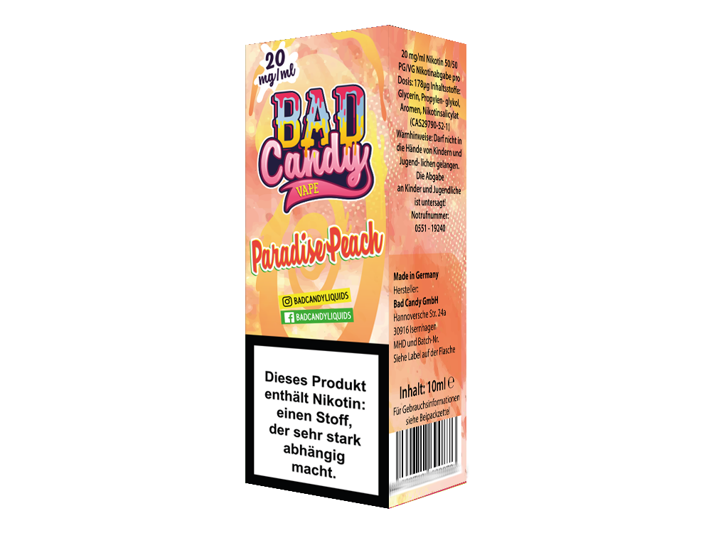 Bad Candy Liquids - Paradise Peach - Nikotinsalz Liquid Bad Candy Liquids - Paradise Peach - Nikotinsalz Liquid