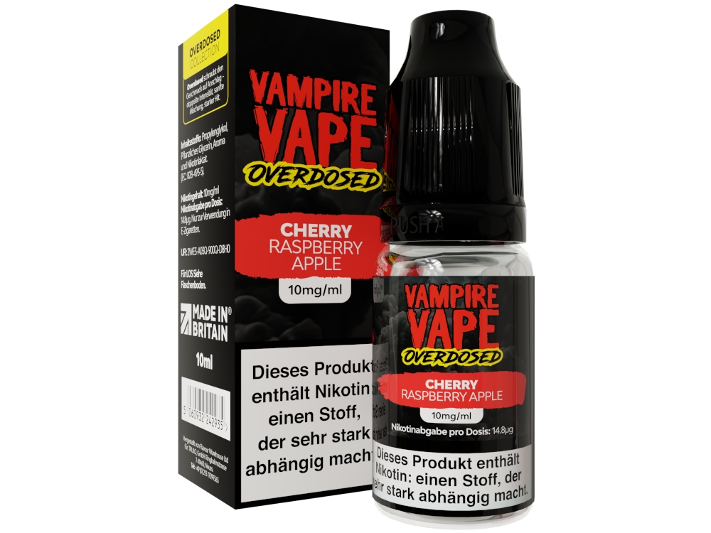 Vampire Vape - Overdosed - Nikotinsalz Liquid - Cherry Raspberry Apple Vampire Vape - Overdosed - Nikotinsalz Liquid - Cherry Raspberry Apple