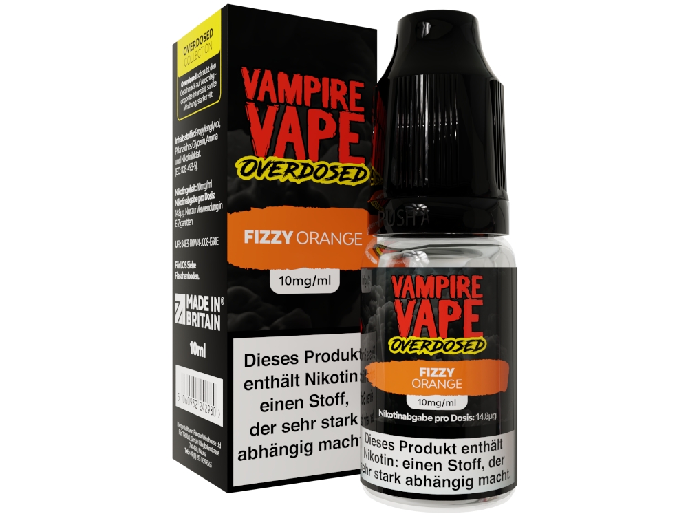 Vampire Vape - Overdosed - Nikotinsalz Liquid - Fizzy Orange Vampire Vape - Overdosed - Nikotinsalz Liquid - Fizzy Orange