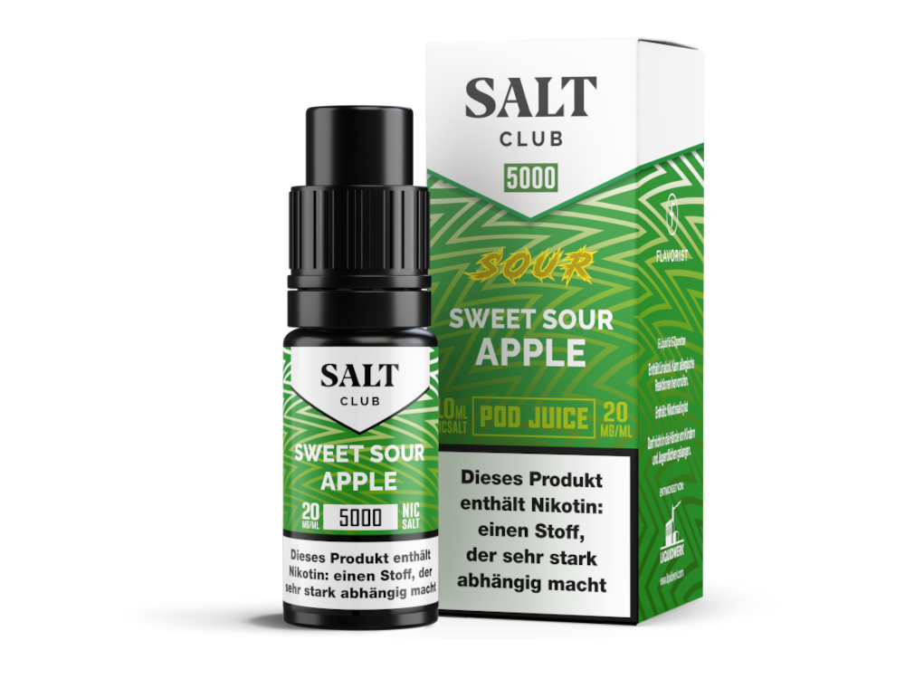 Salt Club - 5000 - Nikotinsalz Liquid 20 mg/ml - Sweet Sour Apple Salt Club - 5000 - Nikotinsalz Liquid 20 mg/ml - Sweet Sour Apple