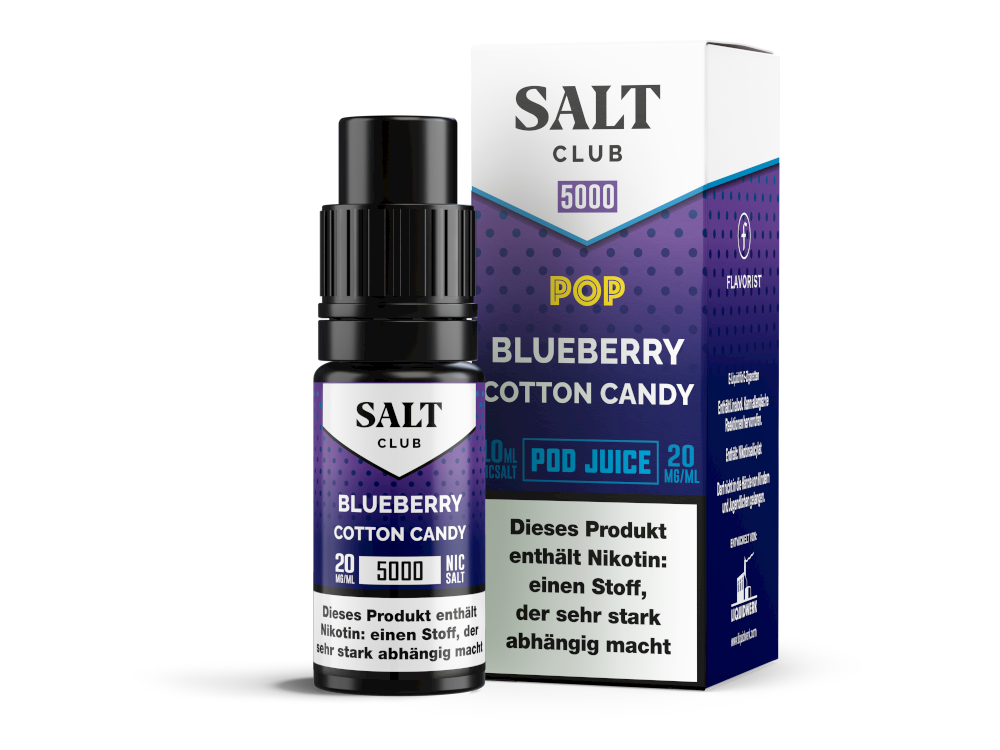 Salt Club - 5000 - Nikotinsalz Liquid 20 mg/ml - Blueberry Cotton Candy Salt Club - 5000 - Nikotinsalz Liquid 20 mg/ml - Blueberry Cotton Candy