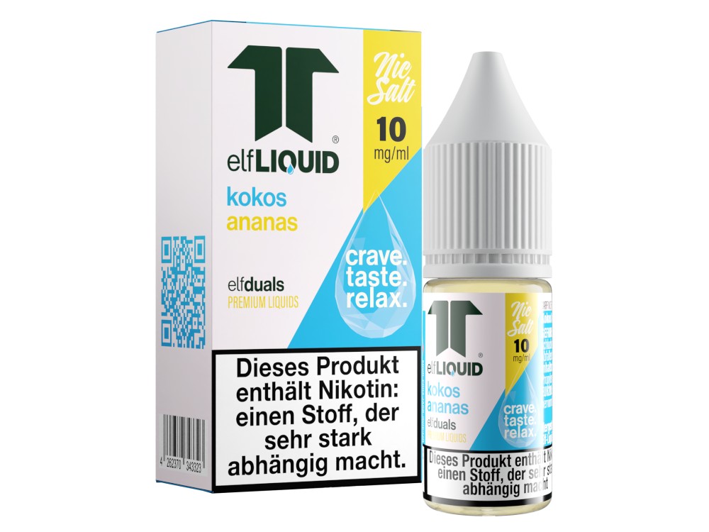 Elf-Liquid - Dual - Nikotinsalz Liquid 10 mg/ml - Kokos-Ananas Elf-Liquid - Dual - Nikotinsalz Liquid 10 mg/ml - Kokos-Ananas